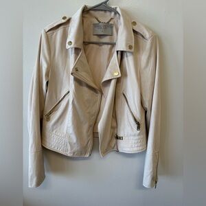 Rinascimento Light Beige Faux Leather Moto Jacket